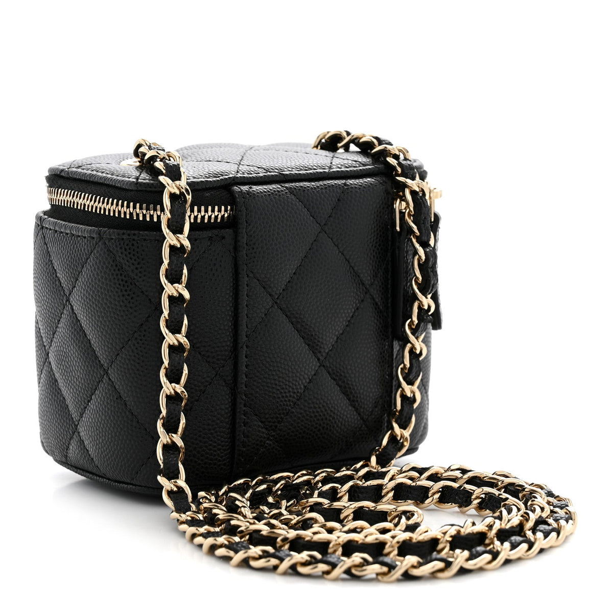 Mini Quilted Caviar Handbag - Black