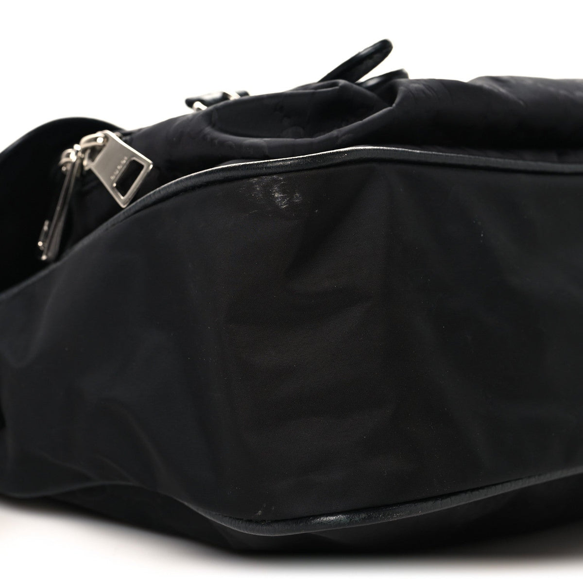 Nylon Flap Shoulder Bag - Black