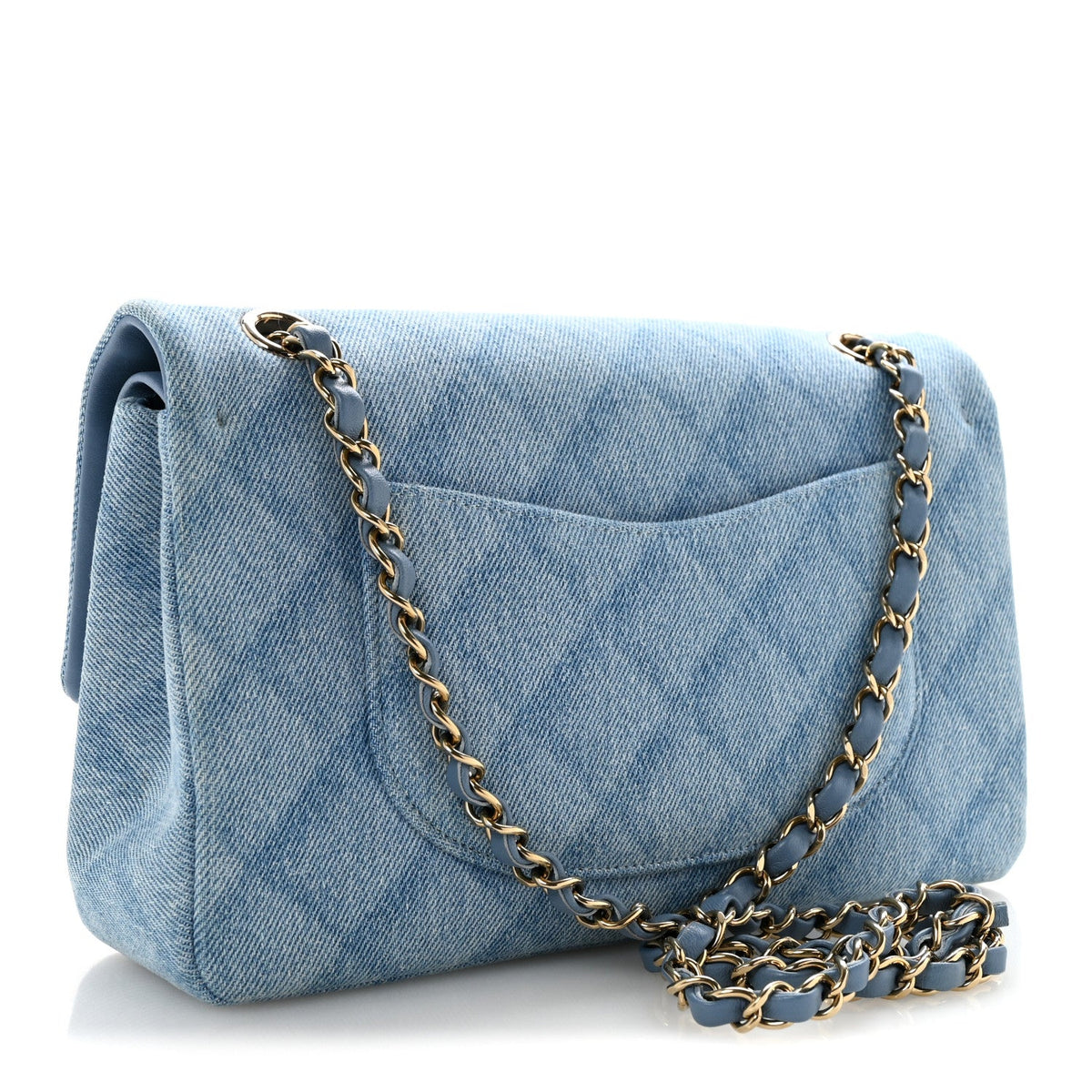 Medium Quilted Flap Shoulder Bag - Light Blue
