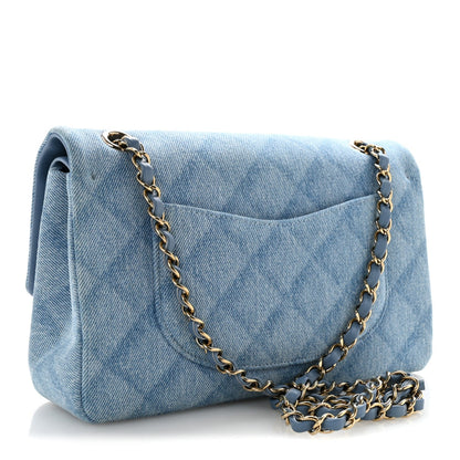 Medium Quilted Flap Shoulder Bag - Light Blue