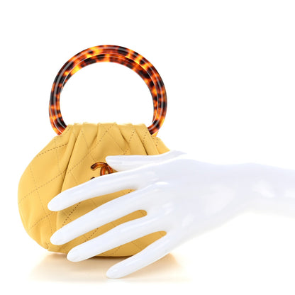 Mini Quilted Lambskin Pouch - Yellow