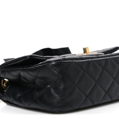 Mini Quilted Lambskin Flap Shoulder Bag - Tan