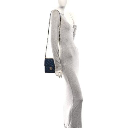 Quilted Lambskin Flap Shoulder Bag - Blue