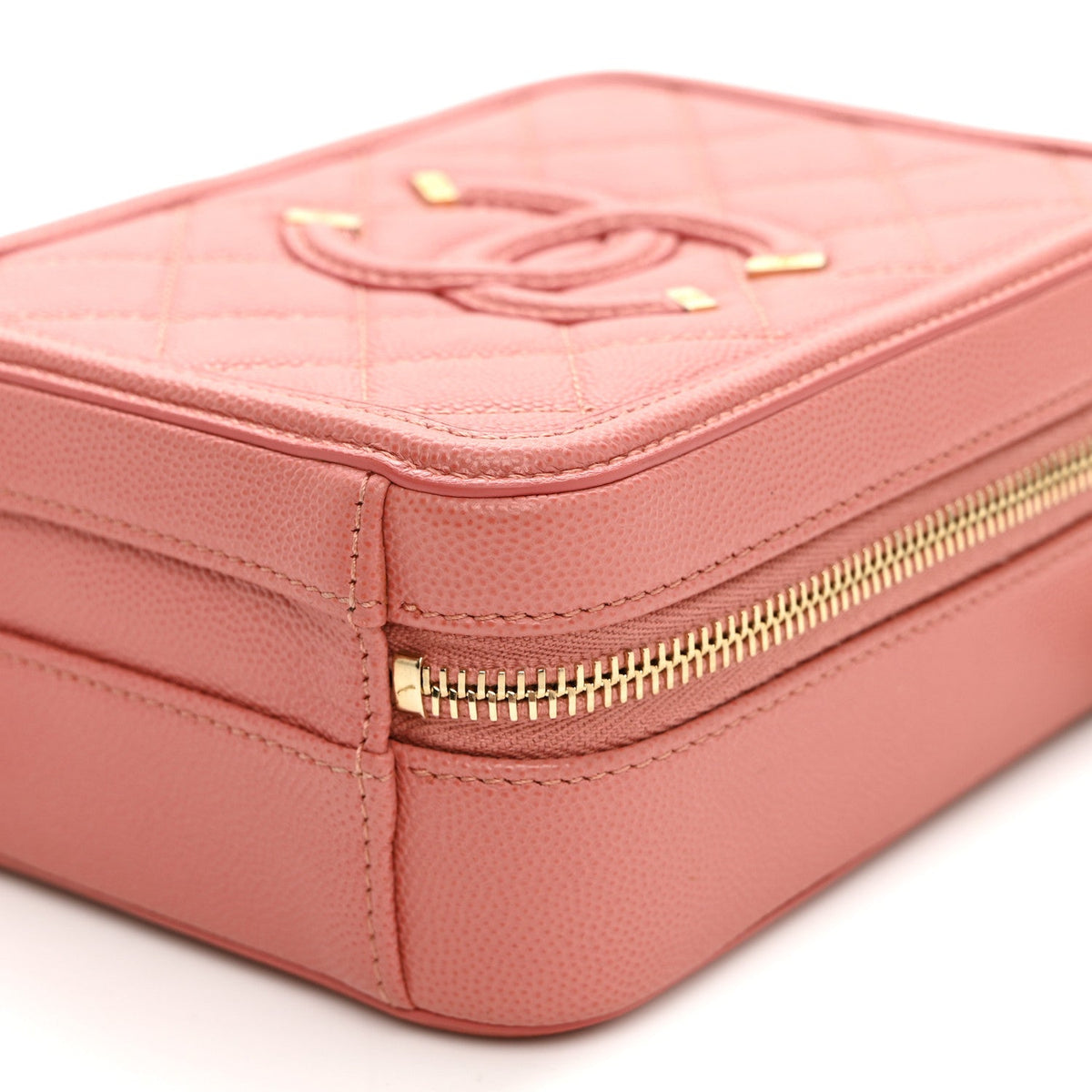 Quilted Caviar Handbag - Pink