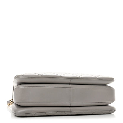 Small Quilted Lambskin Flap Shoulder Bag - Grey