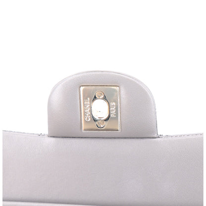 Small Quilted Lambskin Flap Shoulder Bag - Grey