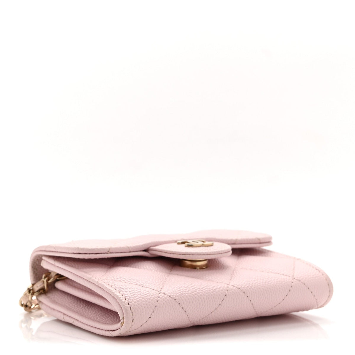 Quilted Caviar Flap Shoulder Bag - Pink