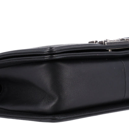 Medium Quilted Lambskin Flap Shoulder Bag - Black