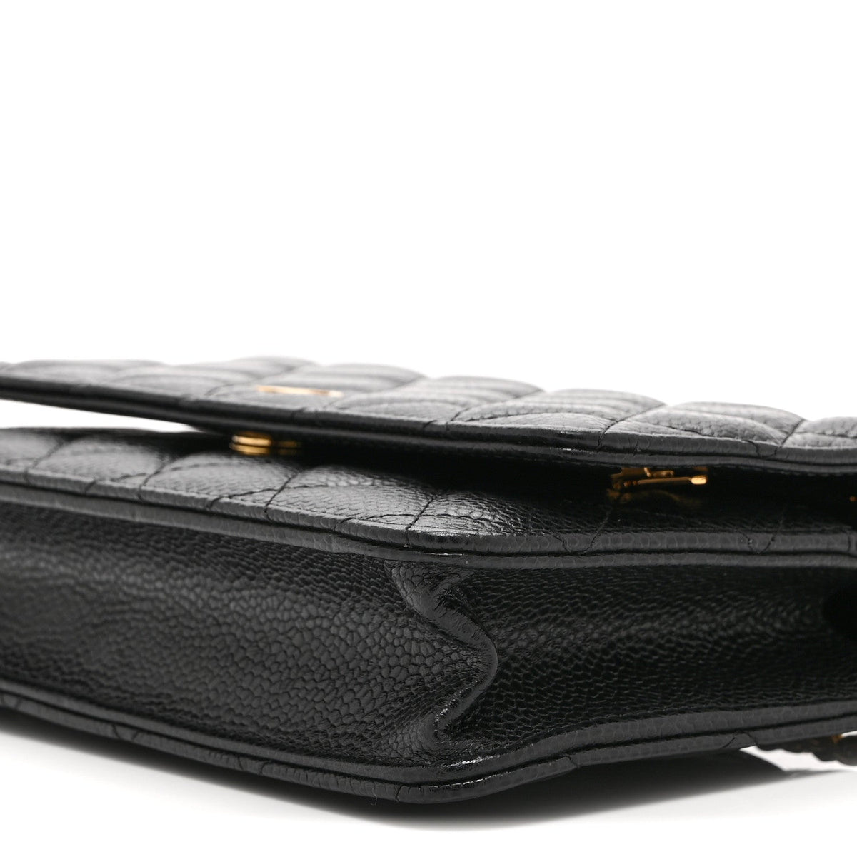 Quilted Caviar Wallet Bag - Black