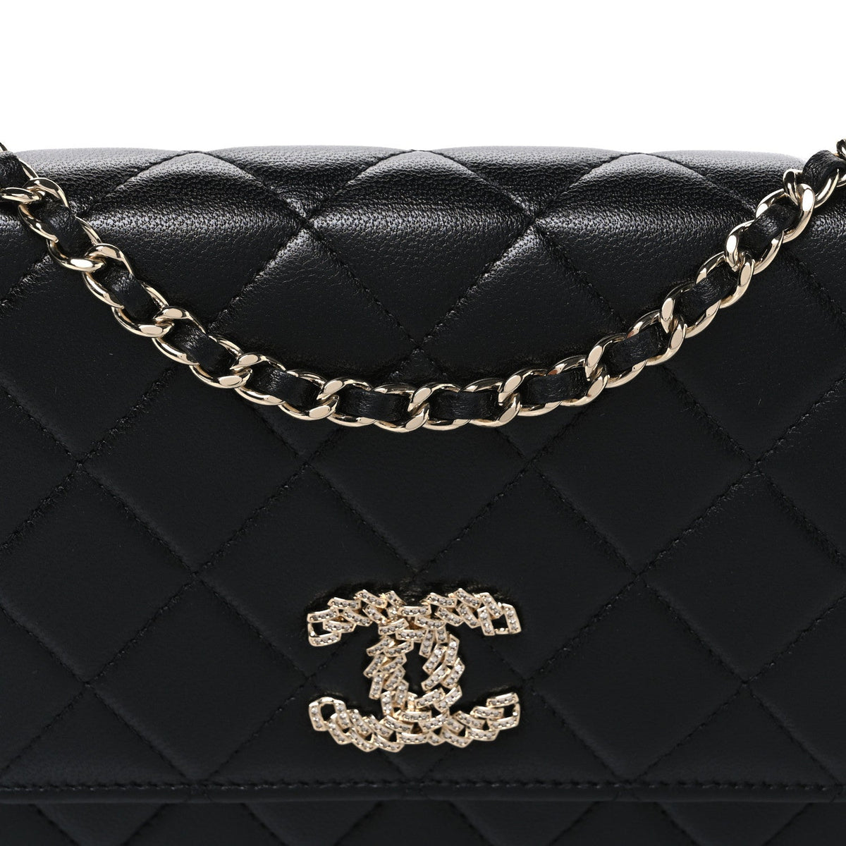 Quilted Lambskin Wallet Bag - Black