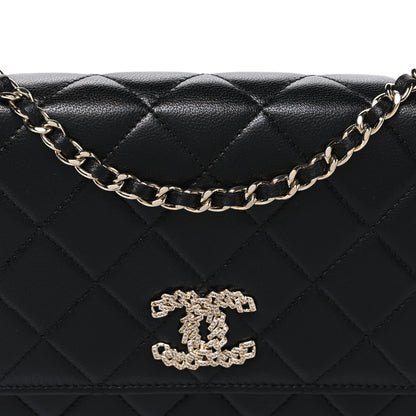 Quilted Lambskin Wallet Bag - Black