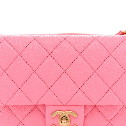 Caviar Flap Shoulder Bag - Pink