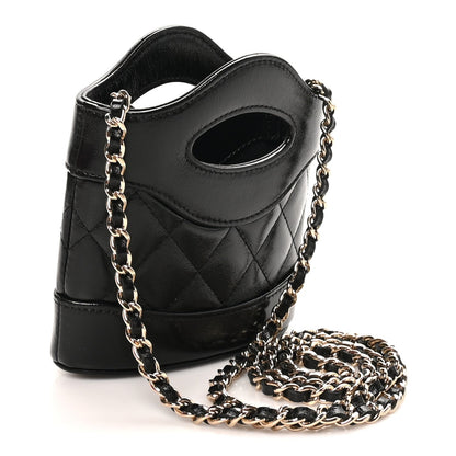 Nano Quilted Lambskin Clutch Bag - Black
