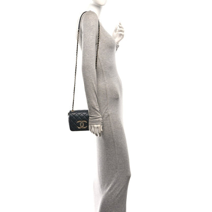 Mini Quilted Lambskin Flap Shoulder Bag - Black