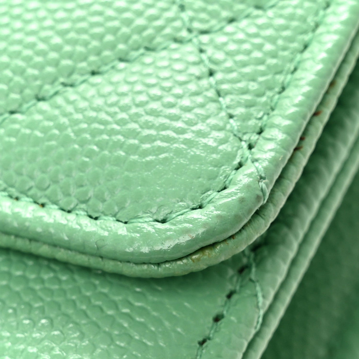 Quilted Caviar Wallet Bag - Green