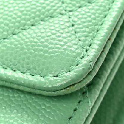 Quilted Caviar Wallet Bag - Green