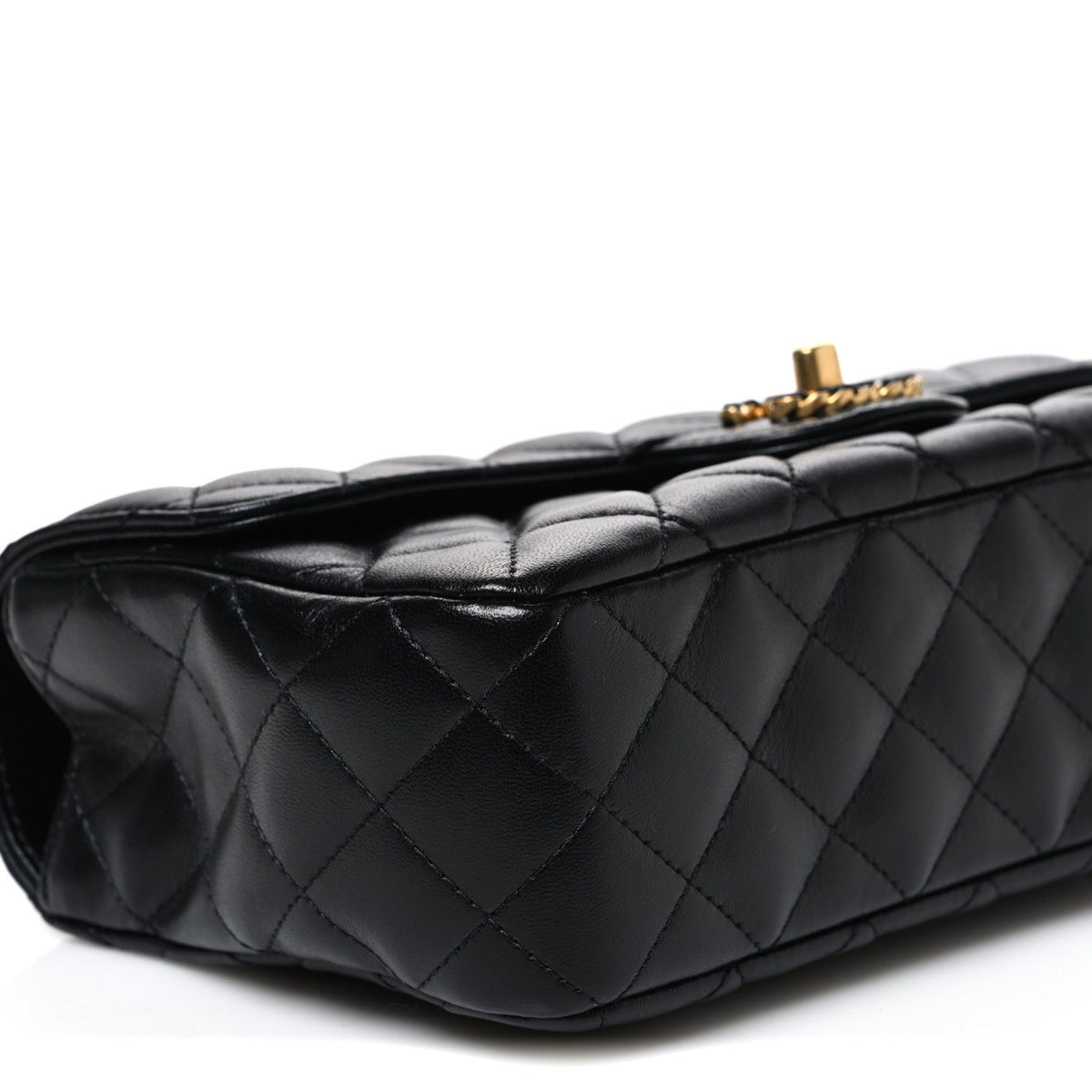 Small Quilted Lambskin Flap Shoulder Bag - Black