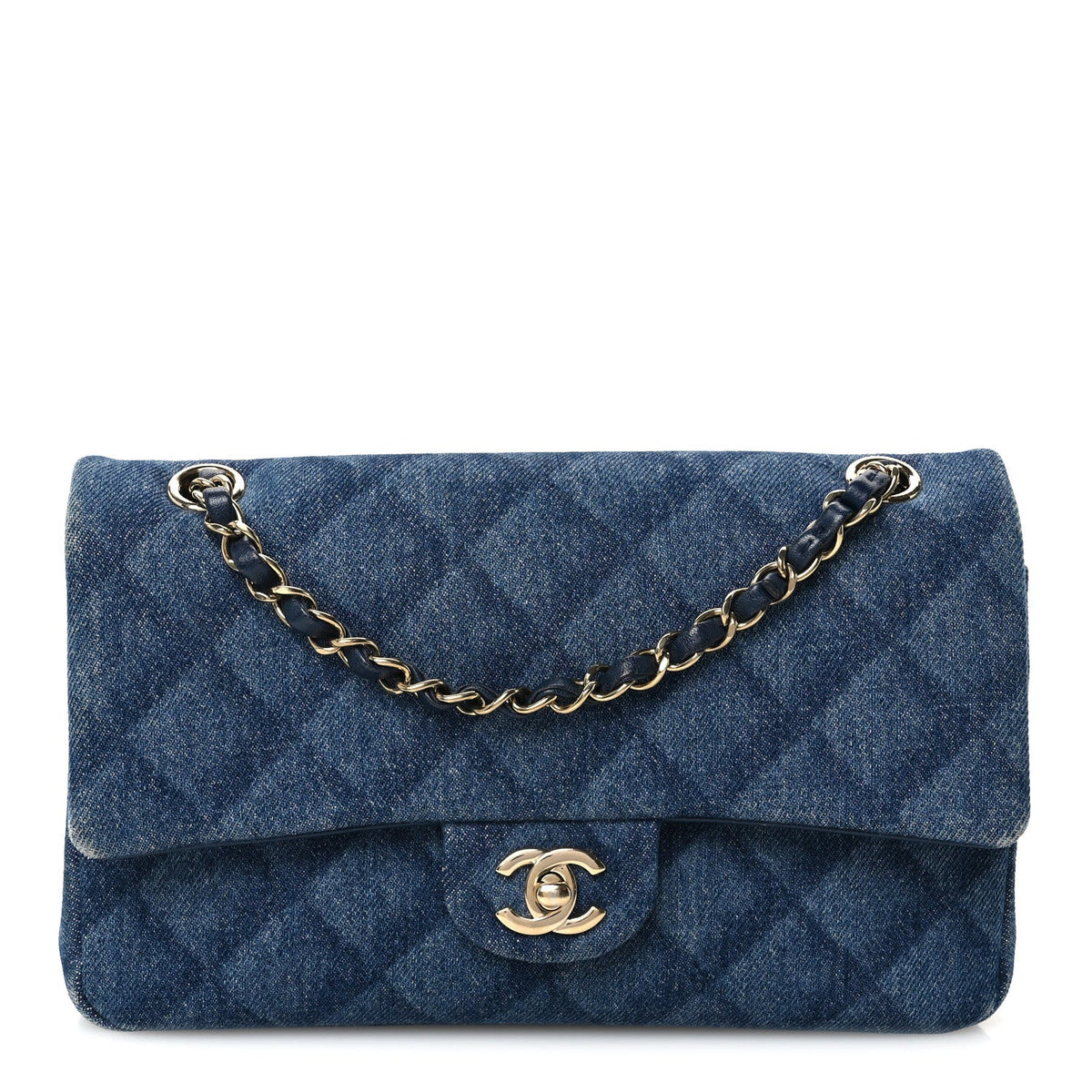 Medium Quilted Flap Shoulder Bag - Blue