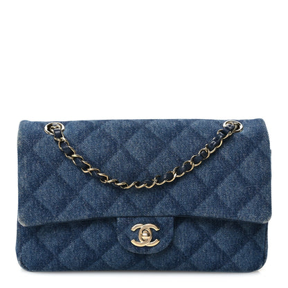 Medium Quilted Flap Shoulder Bag - Blue