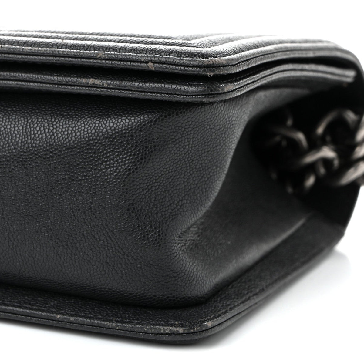 Medium Quilted Caviar Flap Shoulder Bag - Grey