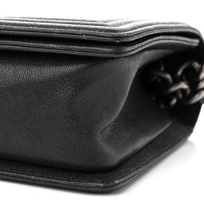 Medium Quilted Caviar Flap Shoulder Bag - Grey