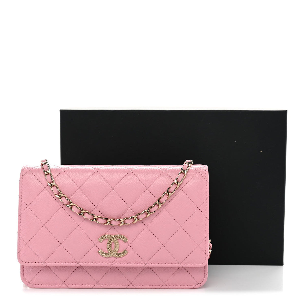 Quilted Caviar Wallet Bag - Pink
