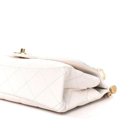 Lambskin Flap Shoulder Bag - White