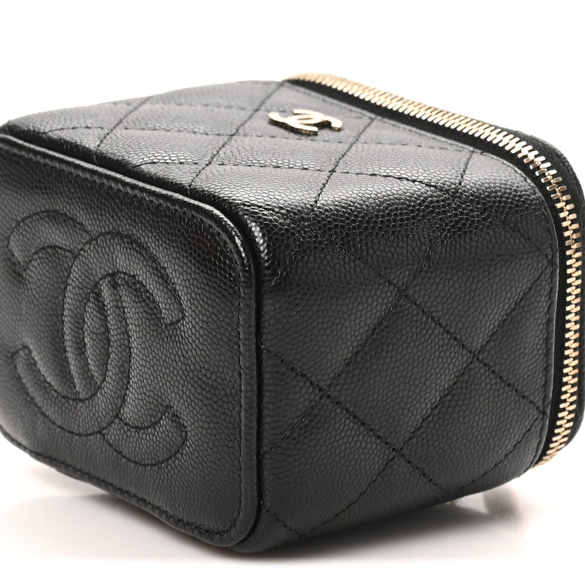 Mini Quilted Caviar Handbag - Black