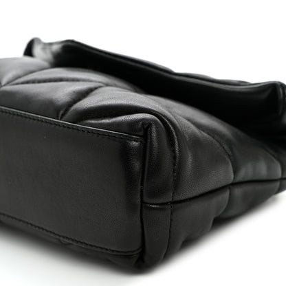 Quilted Lambskin Satchel Bag - Black