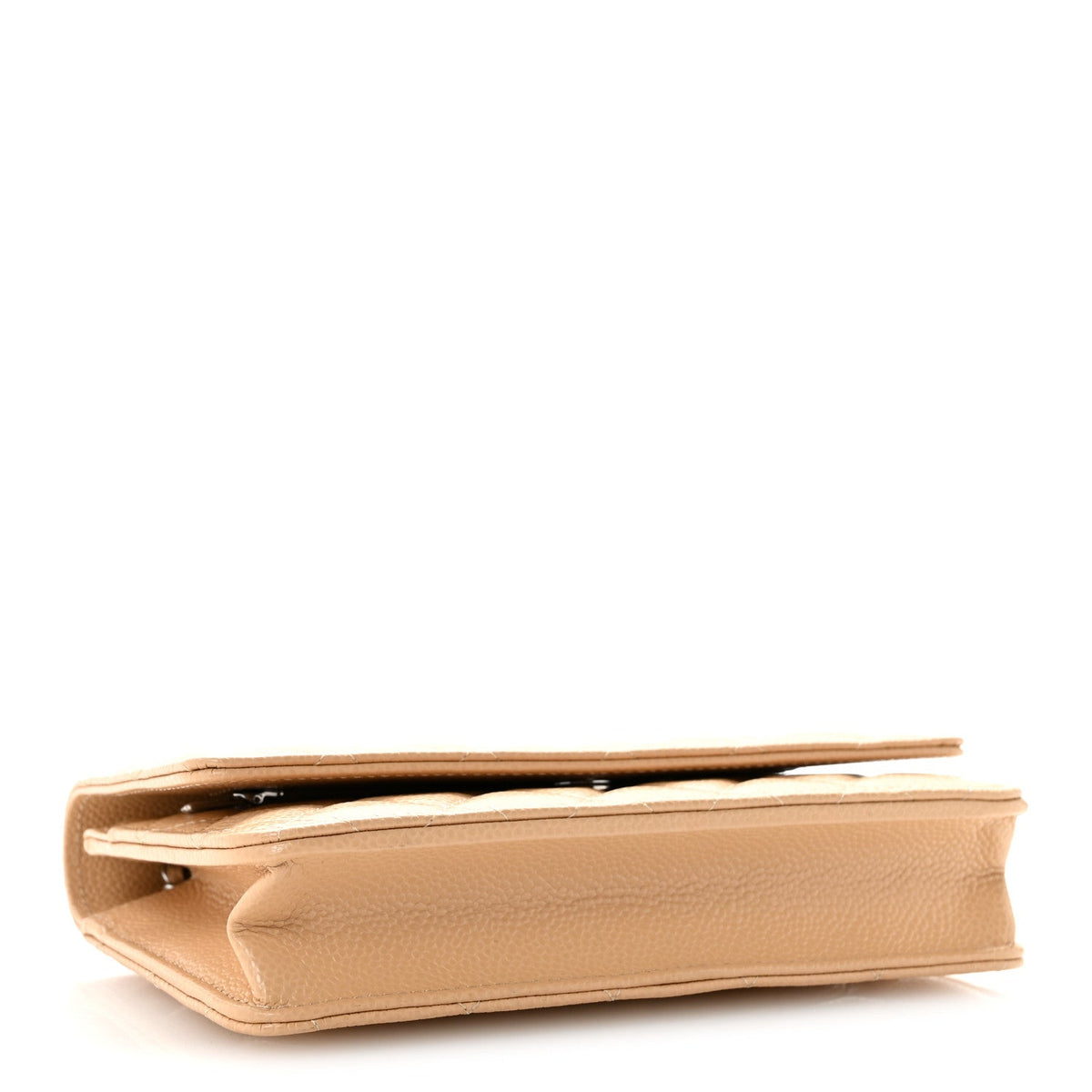Quilted Caviar Wallet Bag - Beige