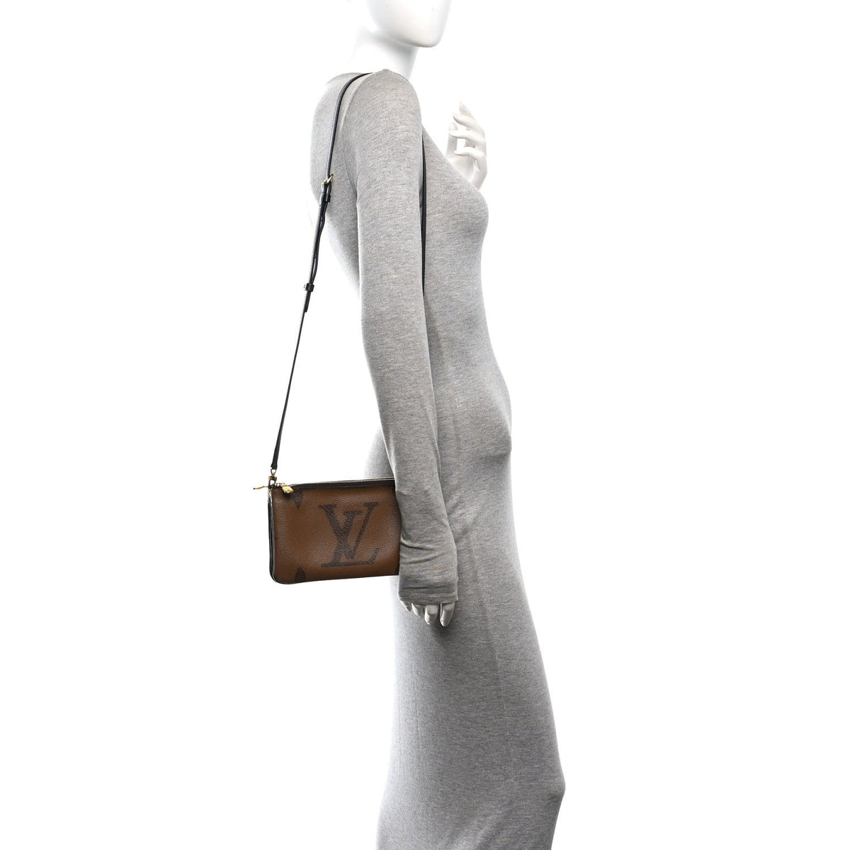 Reverse Monogram Giant Double Zip Pochet Handbag