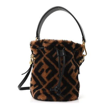 Mini Shearling Bucket Bag - Black