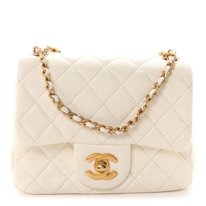 Mini Quilted Lambskin Flap Shoulder Bag - White