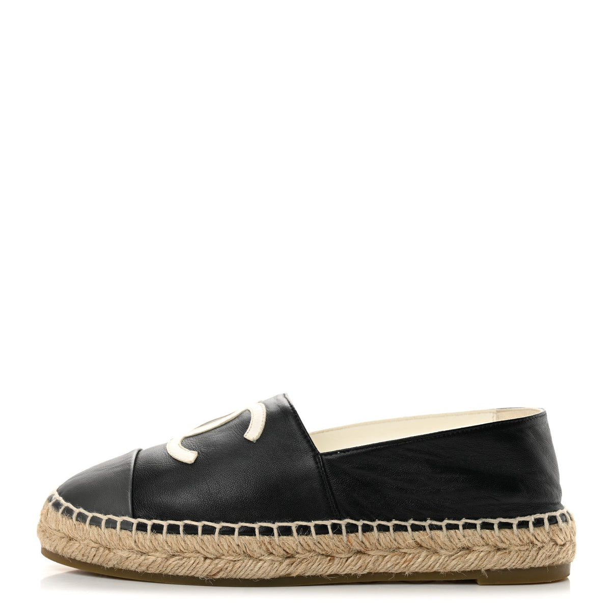 Lambskin CC Espadrilles Black White Dark Grey