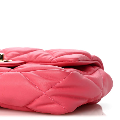 Medium Quilted Calfskin Flap Shoulder Bag - Pink