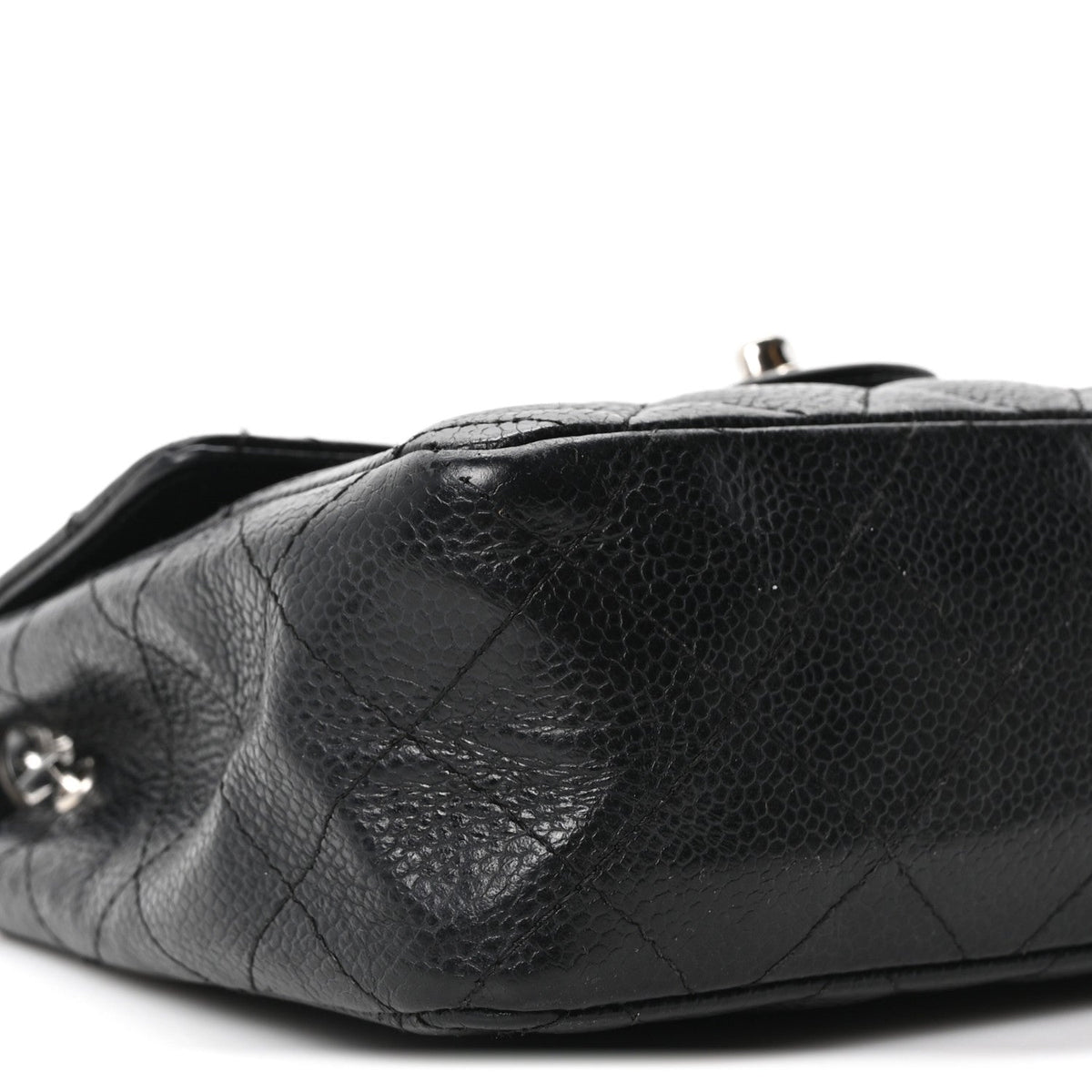 Mini Quilted Caviar Flap Shoulder Bag - Black