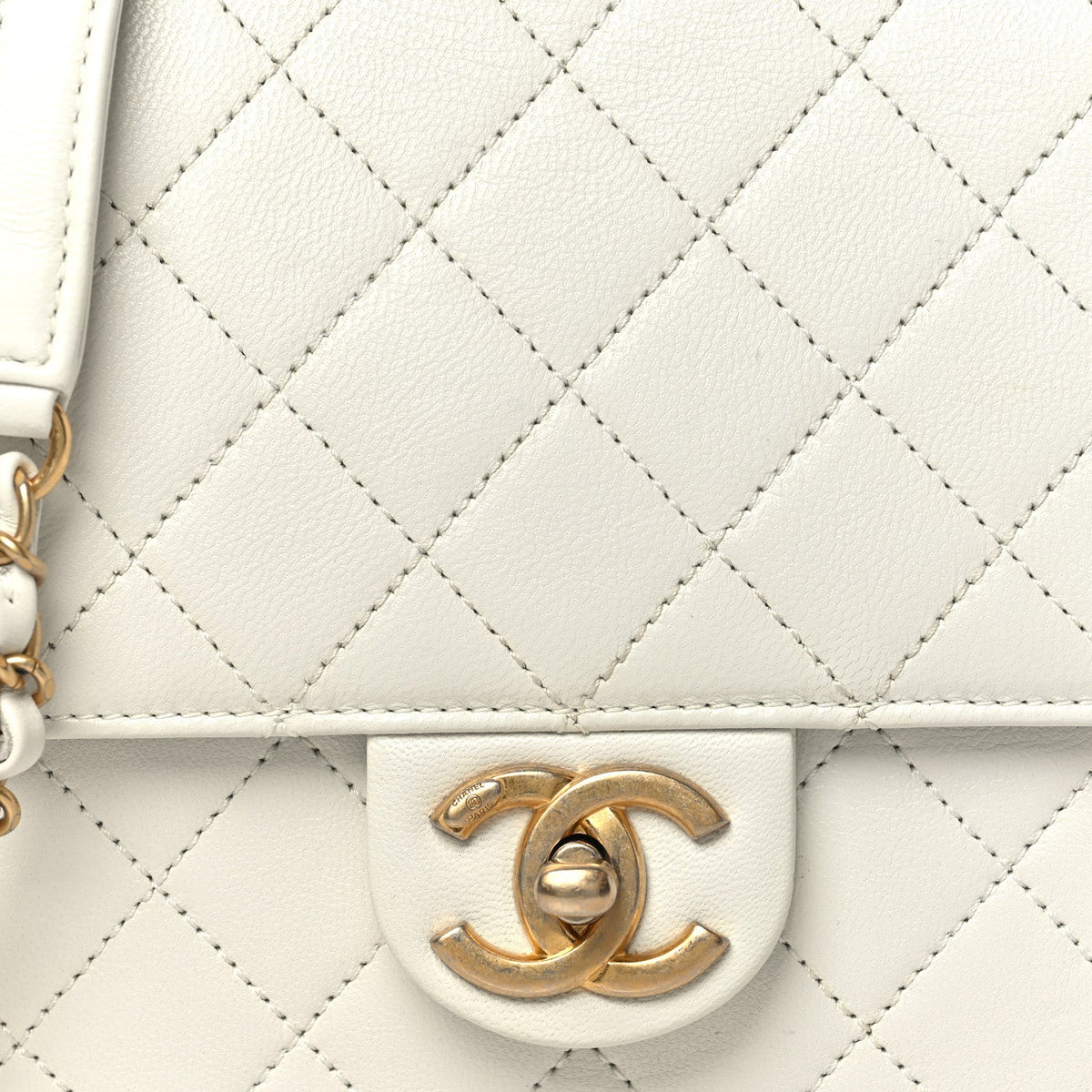 Quilted Goatskin Flap Shoulder Bag - White