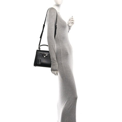 Small Calfskin Flap Shoulder Bag - Black
