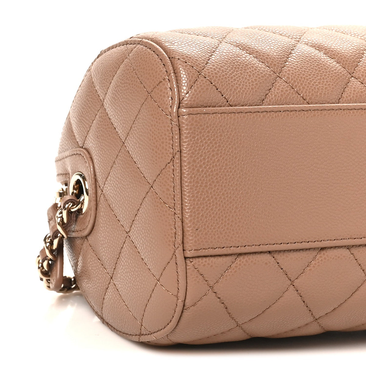 Quilted Caviar Clutch Bag - Brown