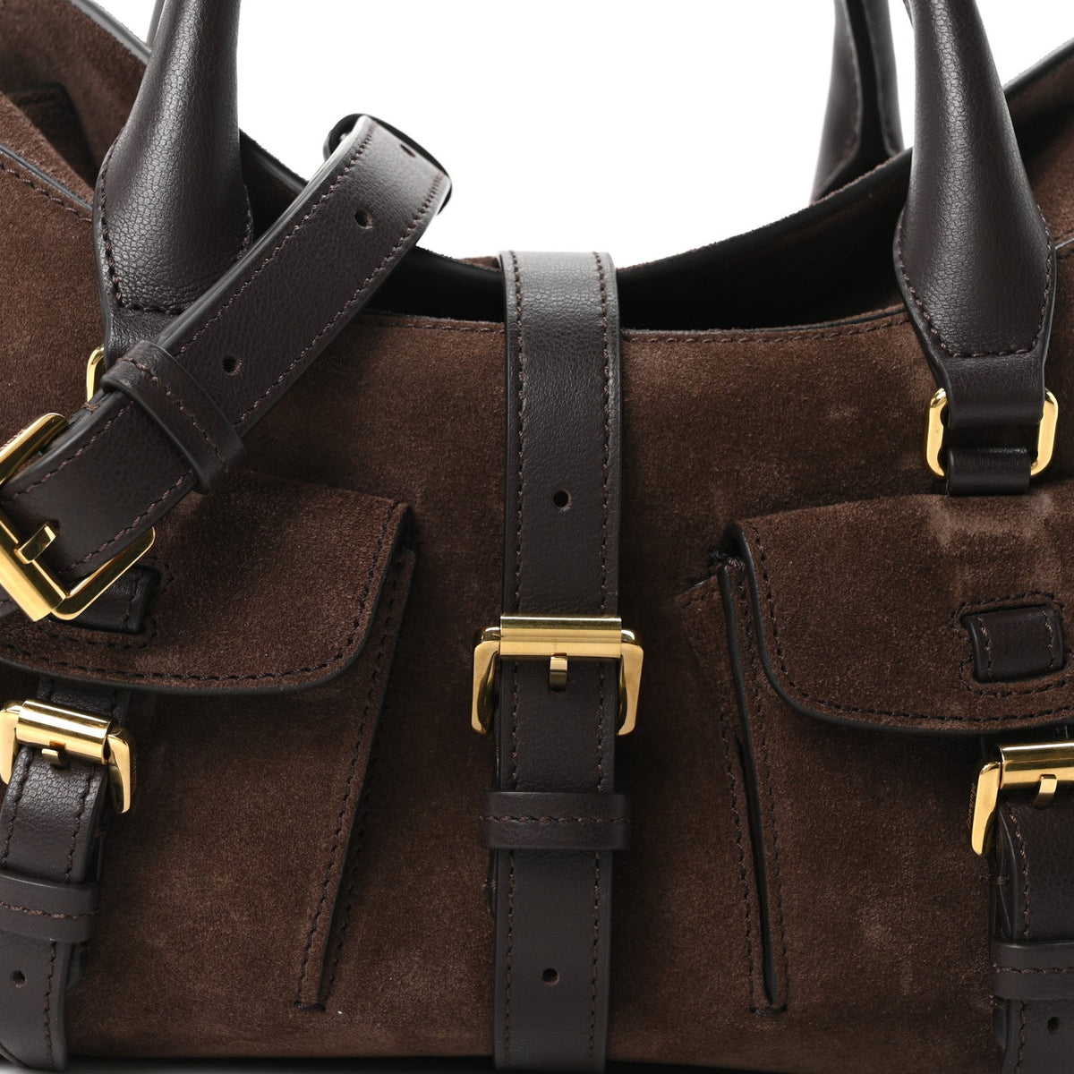 Small Suede Satchel Bag - Chocolate