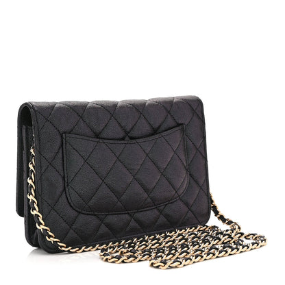 Quilted Caviar Wallet Bag - Blue