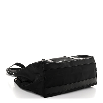 Leather Nylon Tote Bag - Black