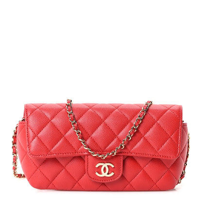 Quilted Caviar Handbag - Red