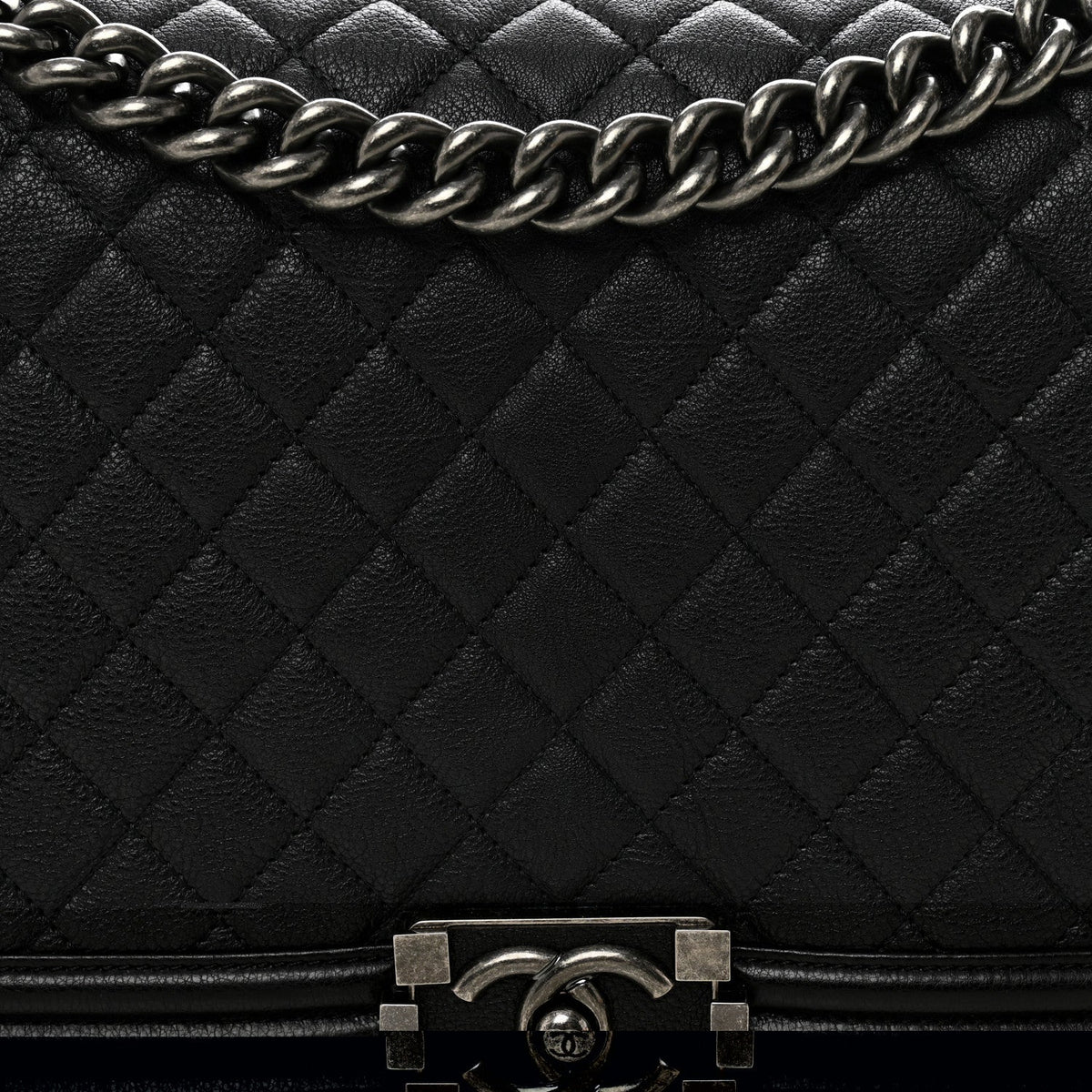Medium Quilted Calfskin Flap Shoulder Bag - Black