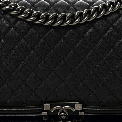 Medium Quilted Calfskin Flap Shoulder Bag - Black