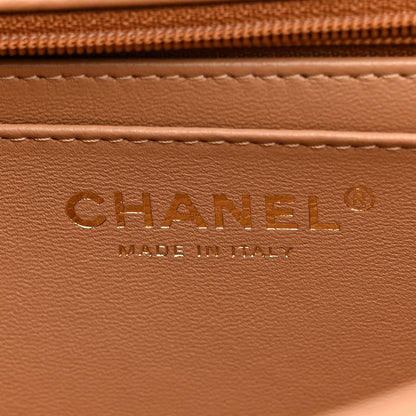 Mini Quilted Lambskin Flap Shoulder Bag - Tan
