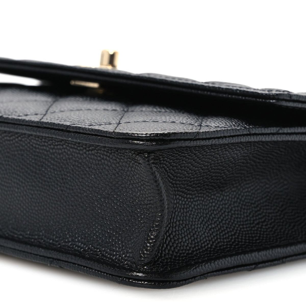 Quilted Caviar Clutch Bag - Black