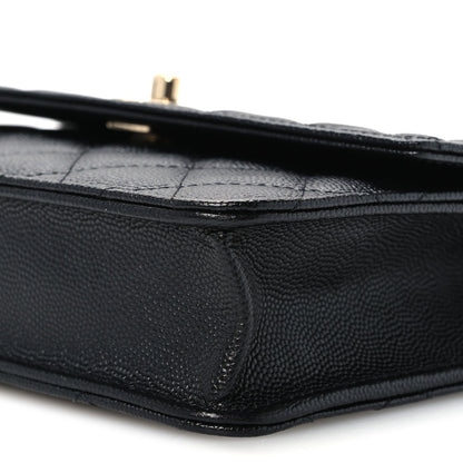 Quilted Caviar Clutch Bag - Black
