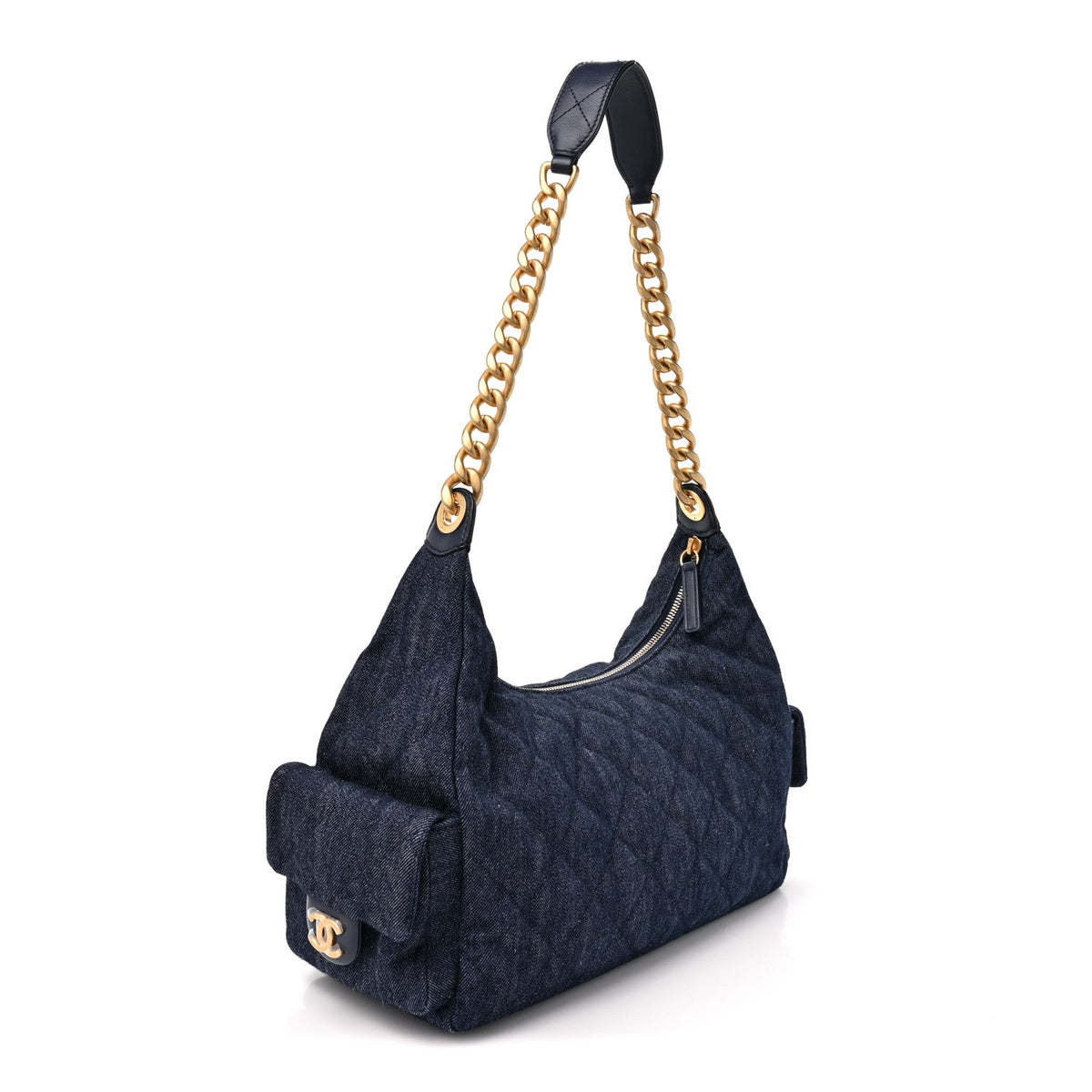 Large Quilted Hobo Bag - Blue