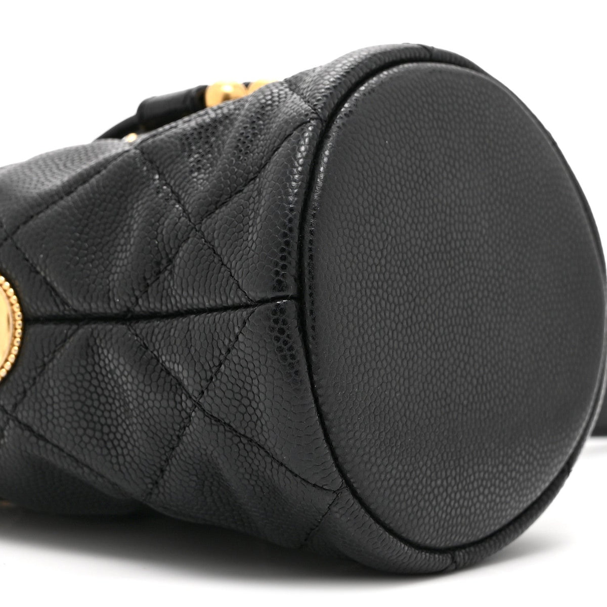 Mini Quilted Caviar Bucket Bag - Black